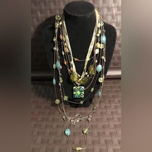 5 pcs Green Turquoise Bead Necklace - Women Jewelry